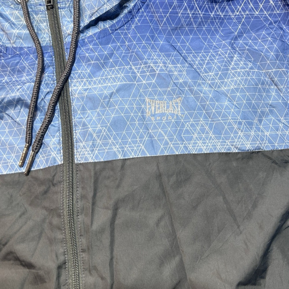Everlast Sport Men's Large Blue Geometric Windbreaker Jacket Full Zip Hooded - Picture 4 of 11